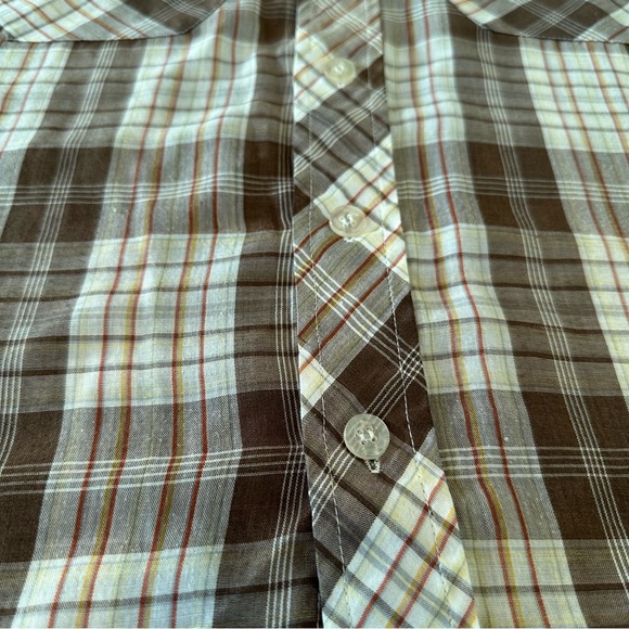 VINTAGE WEEDS BUTTON DOWN SHORT SLEEVE SHIRT MENS SMALL KHAKI/TAN/BROWN/RED - Picture 6 of 10